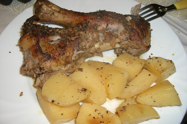 Lam uit de oven met aardappelen en oregano