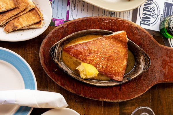Greek mezze with saganaki, pita and dips