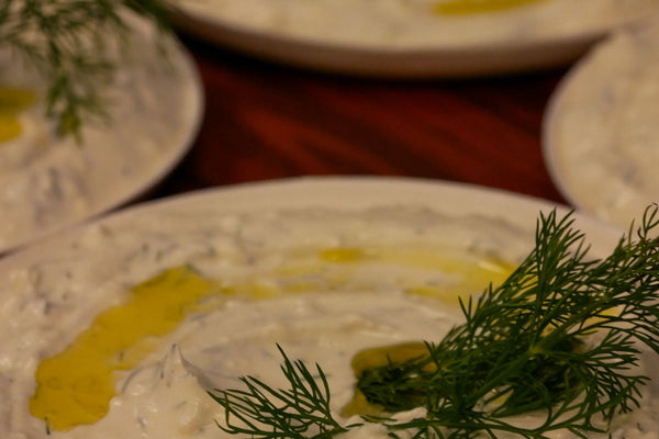 Tzatziki with dill and olive oil
