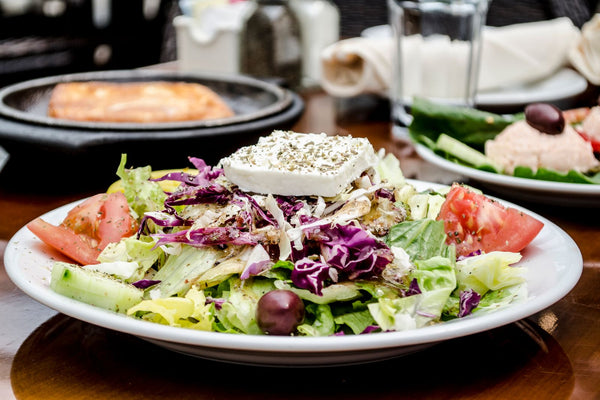 Greek salad with feta and olives