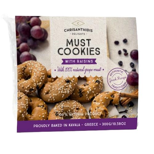Chrisanthidis - Must Cookies with Raisin & Sesame (Moustokouloura) - 300g