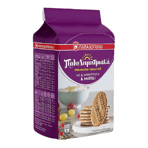 Papadopoulou - MultiCereal Breakfast Biscuits w/ 4 Cereals & Muesli - 175g
