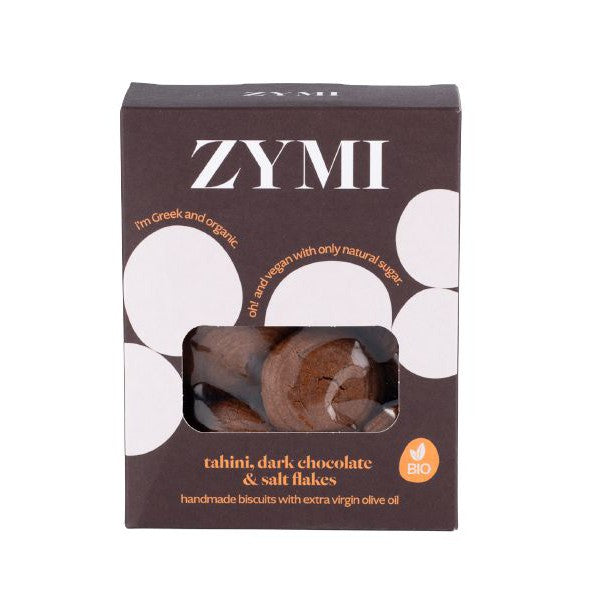 Zymi - Bio Handmade Biscuits with Tahini, Dark Chocolate & Salt Flakes - 150g