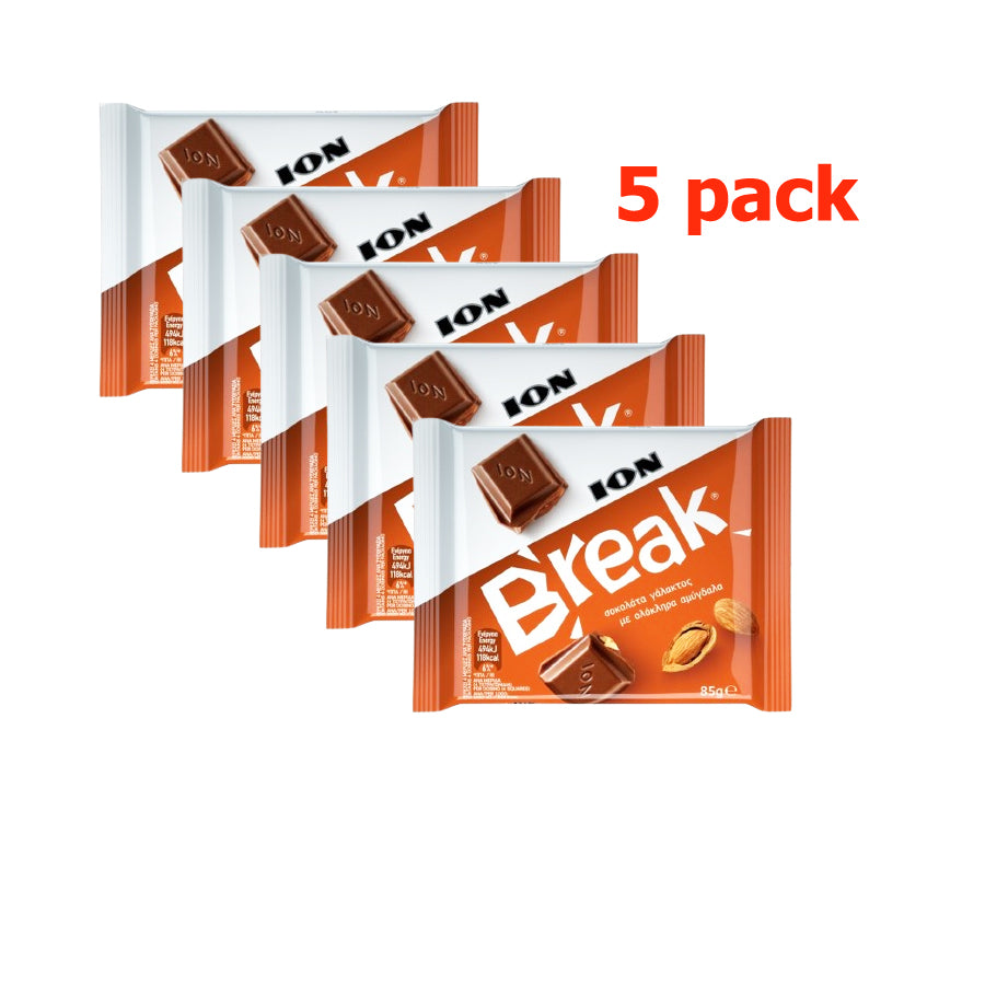 Ion - Break Milk Chocolate w/ Whole Almonds - 5 x 85g