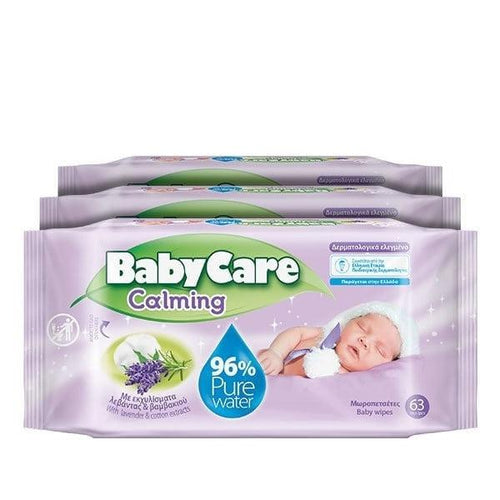 BabyCare - Baby Wipes Calming with Lavender - 63 sheets (Set of 3)