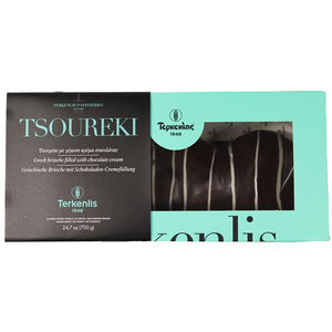 Terkenlis - Greek Tsoureki with Chocolate Paste Filling and Dark Chocolate coating - 700g