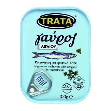 Trata - Anchovies With Oregano In Vegetable Oil (Gavros) - 100g